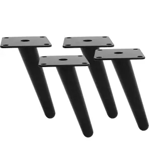 Black Furniture Legs Metal Round Table Legs for Sofa & Cabinet,4 Pcs,H170mm