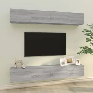 Berkfield Wall TV Cabinets 4 pcs Grey Sonoma 100x30x30 cm