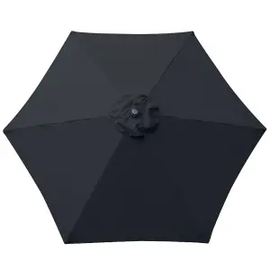 SunDaze Black Replacement Parasol Fabric Garden Umbrella Canopy Cover for 2.5m 6 Arm Parasols