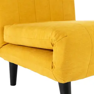 Harper 1 Seater Folding Clic Clac Fabric Living Room Lounge Futon Sofa Bed Mustard