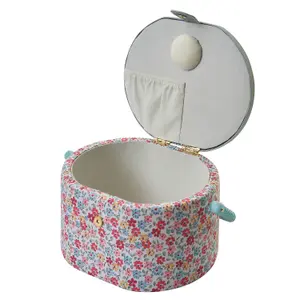 Medium Oval Sewing Box Sewing O'Clock Floral 20x24.5x15cm Sewing Online GA1124M