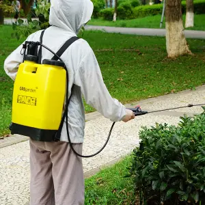 12L Backpack Manual Pressure Sprayer With Lance Garden Weed Killer Knapsack