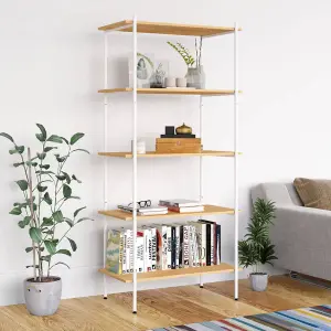 Berkfield 5-Tier Shelving Unit White and Oak 80x40x163 cm