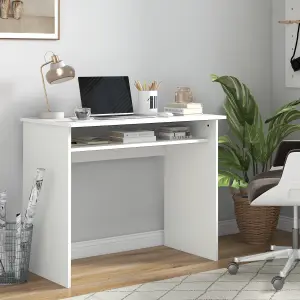 HOMCOM Computer Desk Writing Table Study Workstation Storage White Wood Grain