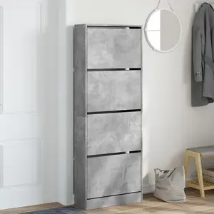 Shoe Cabinet Concrete Grey 60x21x163.5 cm Engineered Wood