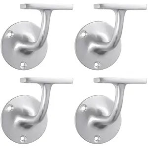 4 PACK - Lightweight Stair Handrail Bannister Bracket Arm - Satin Chrome 72mm Holder