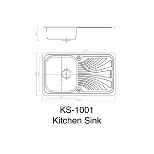 Dihl 1001 Single Bowl Stainless Steel Kitchen Sink, Drainer & Waste