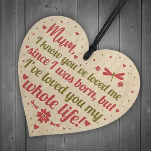 Red Ocean Mummy Mum Gifts For Daughter And Son Wooden Heart Birthday Christmas Gift Keepsake