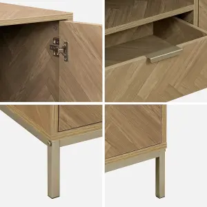 sweeek. 2-cupboard herringbone TV stand Budapest Natural 120x40x45 cm