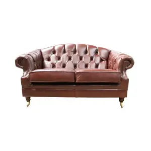 Chesterfield Handmade 2 Seater Sofa Settee Old English Hazel Leather Victoria In Style