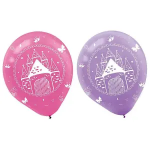 Amscan Woodland Princess Latex Balloons (Pack of 6) Pink/Purple/White (One Size)