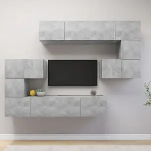 Berkfield 8 Piece TV Cabinet Set Concrete Grey Engineered Wood