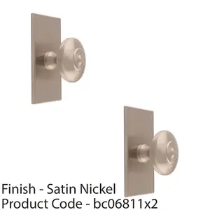 2 PACK - 38mm Round Cabinet Door Knob & 76x40mm Matching Backplate - Satin Nickel Handle