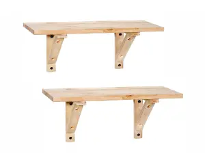 Pack of 2 x 435mm Decorative Pine Shelves (Shelf Kit)