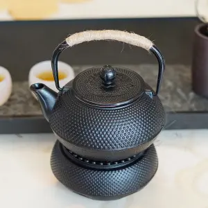 Cast Iron Black Japanese Teapot Stove Tea Pot Tetsubin Tea Kettle and Warmer Set