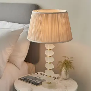 Luminosa Annabelle & Freya Base & Shade Table Lamp Frosted Crystal & Oyster Silk