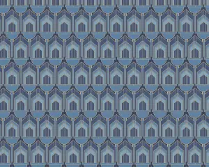 Hoopla Walls Navy Blue Deco Arch Smooth Matt Wallpaper