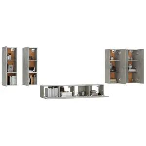 Berkfield 6 Piece TV Cabinet Set Concrete Grey Engineered Wood