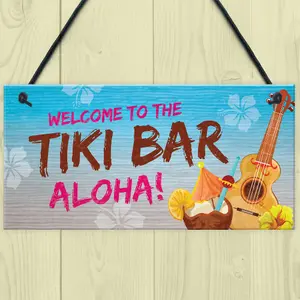 Red Ocean Novelty Tiki Bar Welcome Sign For Home Bar Garden Signs And Plaques Home Decor Gifts