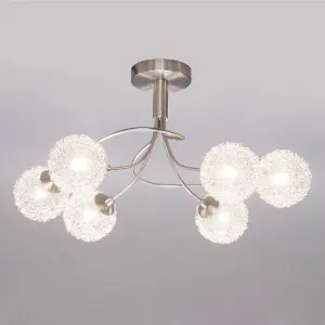 Litecraft Allium Brushed Nickel 6 Arm Ceiling Light