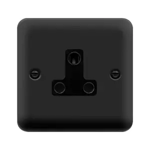 Curved Matt Black 1 Gang 5A Round Pin Socket - Black Trim - SE Home