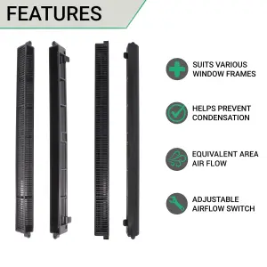 EAI Trickle Window Slot Vent Easy Fitting Inside & Out - 415mm - 4191mm²EA - Black