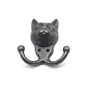 Oakcrafts - Antique Cast Iron Novelty Cat Coat Hook - 110mm x 100mm