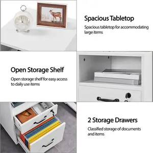 40cm Wide 2 -Drawer Mobile File Cabinet White