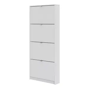 Shoes Shoe cabinet  w. 4 tilting doors and 1 layer White