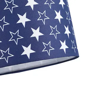 White Stars Children's/Kids Blue Cotton Fabric Bedroom Lamp or Pendant Shade