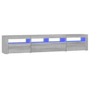 Berkfield TV Cabinet with LED Lights Grey Sonoma 210x35x40 cm