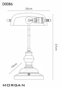 Deco Morgan Bankers Lamp Table Desk Lamp Satin Nickel White Glass Shade