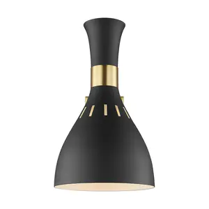 Wall Light Sconce Midnight Black / Burnished Brass LED E27 60W Bulb