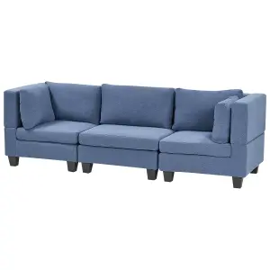 3-Seater Modular Fabric Sofa Blue UNSTAD