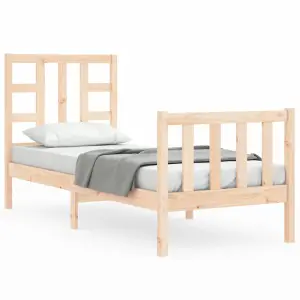 Berkfield Bed Frame with Headboard Small Single Solid Wood