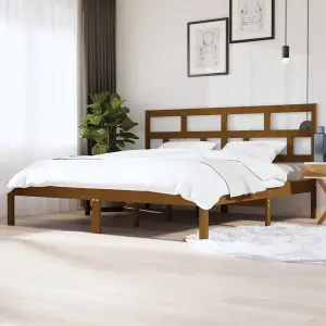 Berkfield Bed Frame Honey Brown Solid Wood Pine 200x200 cm