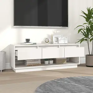 vidaXL TV Cabinet White 110.5x34x40 cm Solid Wood Pine