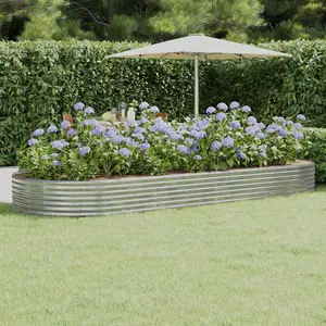 Berkfield Garden Planter Powder-coated Steel 373x140x36 cm Silver