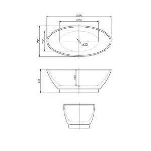 Langley White Freestanding Acrylic Bath (L)1700mm (W)790mm