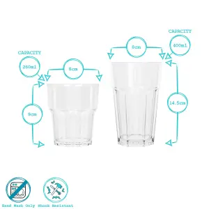 Reusable Plastic Tumblers & Highball Glasses 12-Piece Set