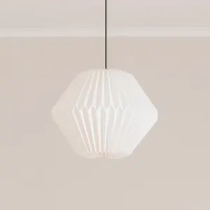 ValueLights Astrid Geometric Origami Hexagon Paper Pleated Easy Fit Lamp Shade with LED Bulb