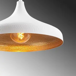 Luminosa Model 23 Deco White Dome Pendant Lamp Golden Interior