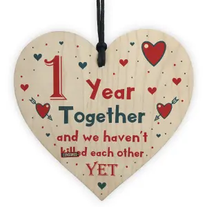 Funny Rude 1st Anniversary Gift For Husband Wife Gift For Him Her Wooden Heart