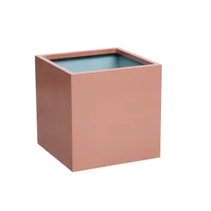 Primrose Frost and Rust-Resistant Outdoor Zinc Square Cube Planter in a Copper Finish 30cm