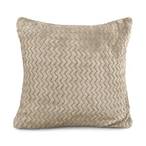 Moneeba Snug Soft Chevron Patterned Mink Moda Plush Cushion Latte / 56cm x 56cm