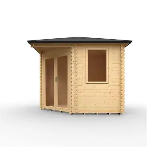 10ft x 10ft (2950mm x 2950mm) Horsforth "The Helena" 28mm Corner Log Cabin With 2 Windows