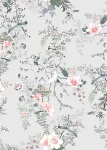 Muriva Grey Floral 3D effect Patterned Wallpaper