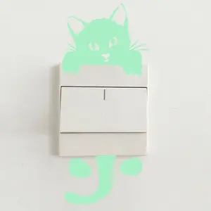 Glow in the Dark Walplus Wall Sticker Glowing Cat Decals Art DIY Cute Kids room Glow in Dark Stickers Stock Clearance