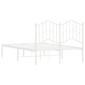 Berkfield Metal Bed Frame with Headboard White 120x200 cm