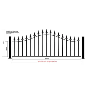 SAXA Metal Spear Top Arched Garden Railing Panel 1830mm (6ft) GAP x 660mm High SAZP04